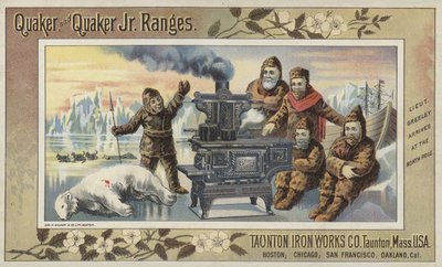 北極に到着するアドルフ・グリーリー中尉 作： American School